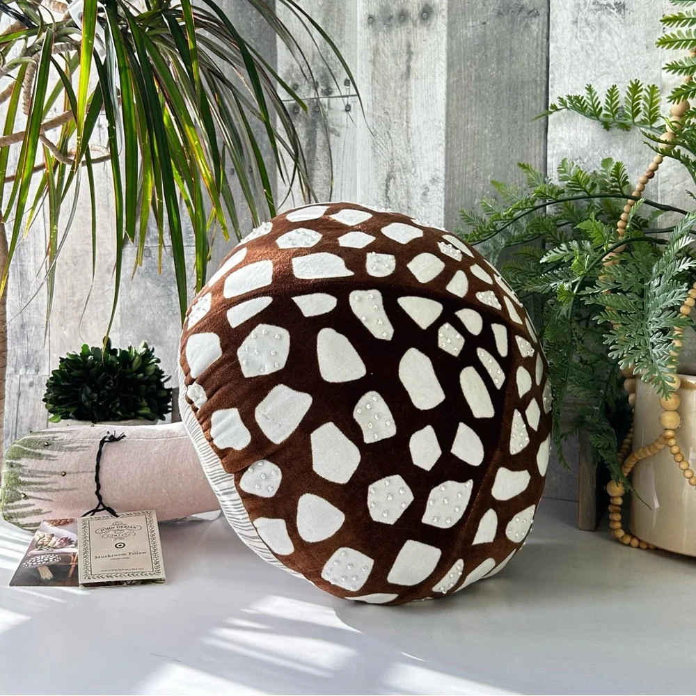 🌴 Cool John Darian Soft Beaded Brown & White Mushroom Decorative Pillow |Target